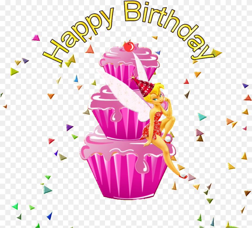 Happy Birthday Happy Bday Tinkerbell Birthday, Dessert, Icing, Cake, Cream Free Transparent Png