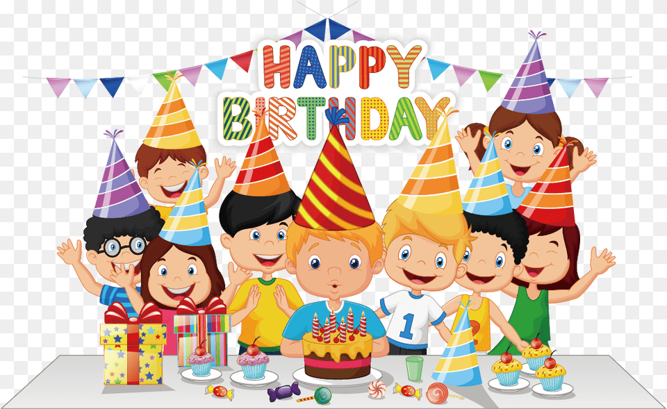 Happy Birthday Hat Birthday Cake Party Cartoon Birthday Celebration Birthday Party Clipart, Person, People, Clothing, Party Hat Free Png Download