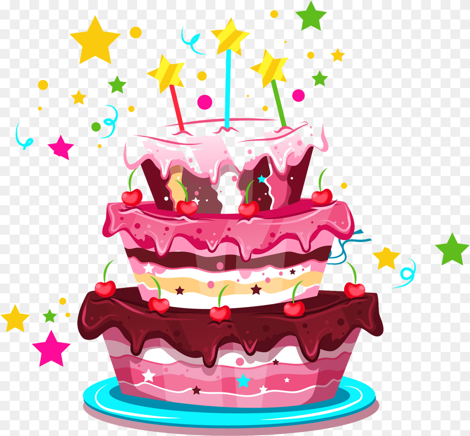Happy Birthday Image Cake Cartoon Happy Birthday, Birthday Cake, Cream, Dessert, Food Free Png Download