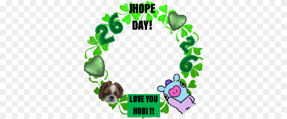 Happy Birthday Jhope Support Campaign Twibbon Clip Art, Green, Animal, Canine, Dog Free Transparent Png