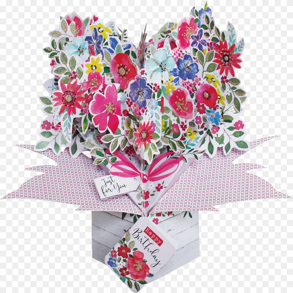 Happy Birthday Just For You Flowers Pop Up Greeting 3d, Art, Flower, Flower Arrangement, Flower Bouquet Free Png