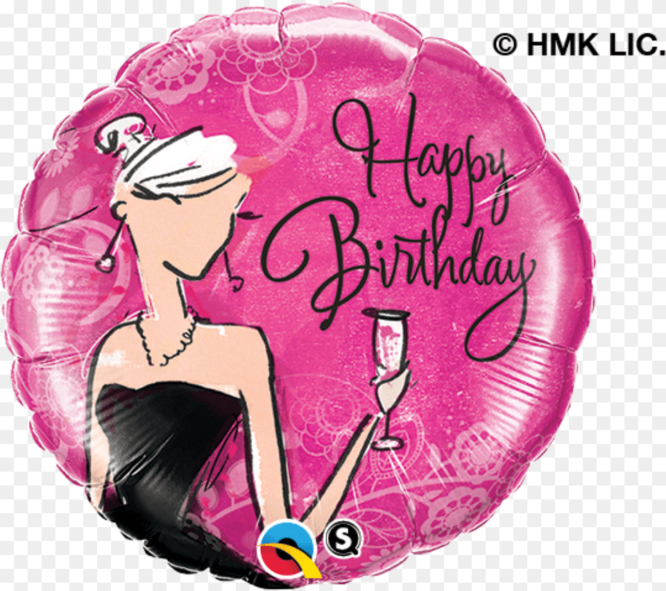 Happy Birthday Lady In Black Dress Foil Balloon Pink 39happy Birthday39 Black Dress Foil Balloon Free Png Download