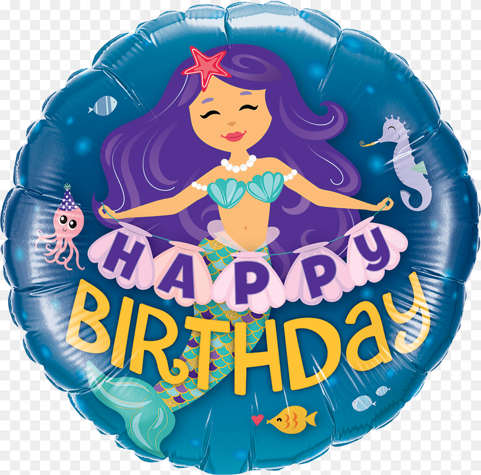 Happy Birthday Mermaid Foil Balloon Globo De Sirena, Baby, Person, Face, Head Free Transparent Png