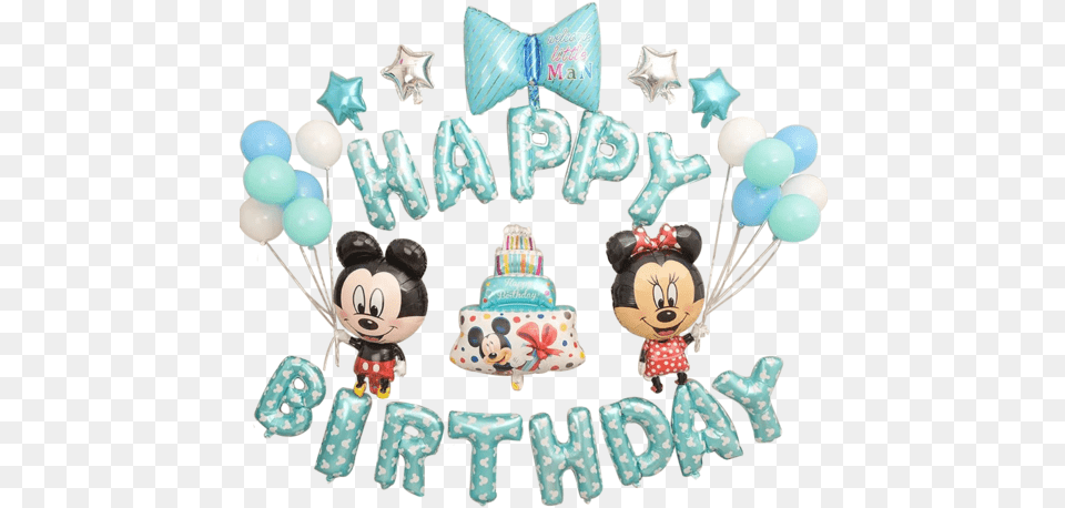 Happy Birthday Mickey Amp Minnie Mouse Ribbon Amp Cake Happy Birthday Blue Minnie Mouse, Person, Fun, People, Party Free Transparent Png