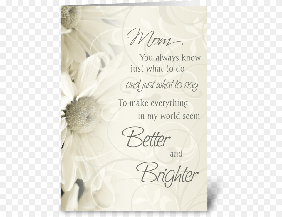 Happy Birthday Mom White Flowers Greeting Card Happy Wedding Anniversary Cards, Mail, Envelope, Greeting Card, Text Png