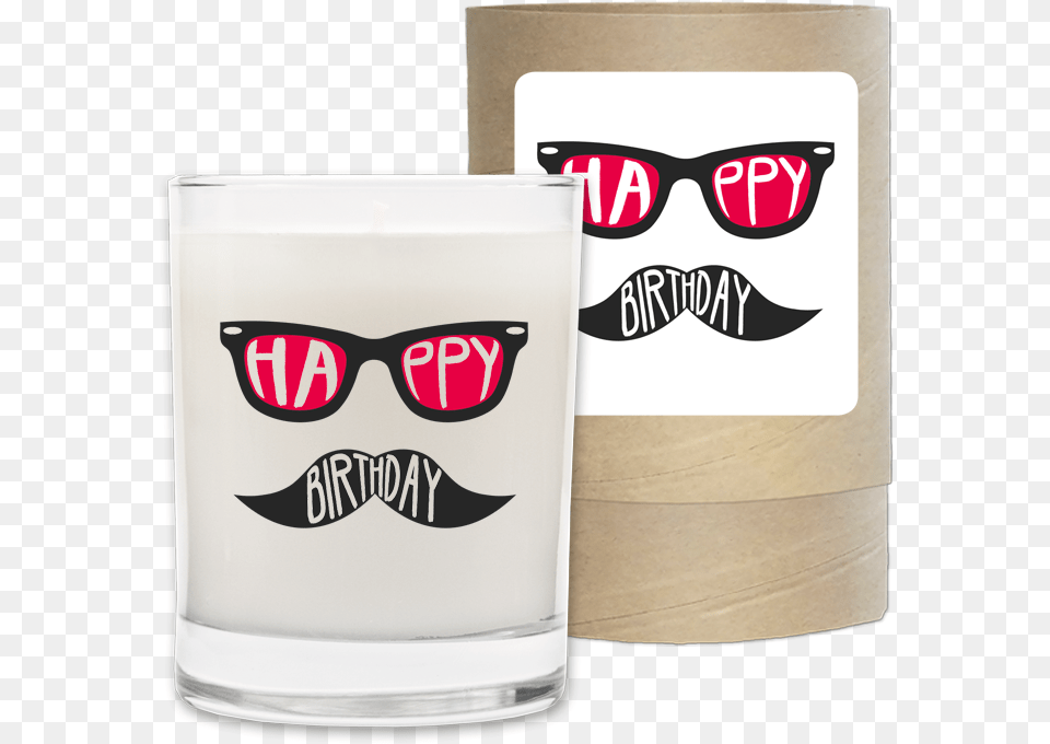 Happy Birthday Mustache Candle Pint Glass, Accessories, Sunglasses, Glasses, Head Free Png Download