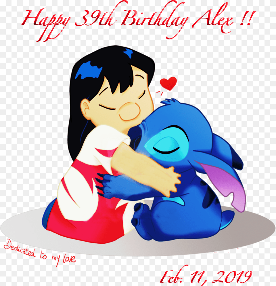 Happy Birthday Name Healing In Alex Name Lilo Y Lilo And Stitch Hugging, Book, Comics, Publication, Baby Free Transparent Png