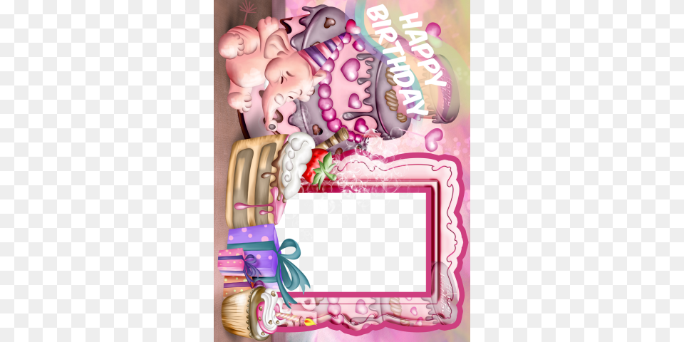 Happy Birthday Photo Frame And Greeting Card Birthday Photo Frame, Birthday Cake, Cake, Cream, Dessert Png