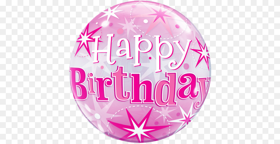 Happy Birthday Pink Sparkly Bubble Balloon Pink Balloon Happy Birthday, Sphere Png Image
