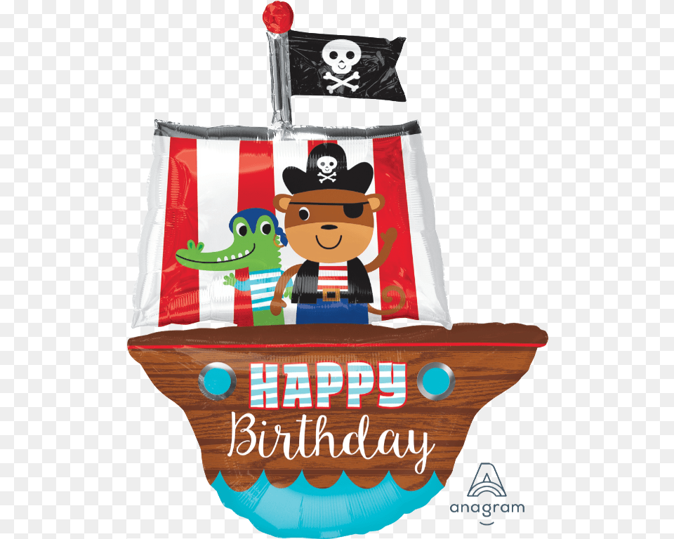 Happy Birthday Pirate Ship Supershape Balloon Happy Birthday Pirate, Person, People, Baby Free Transparent Png