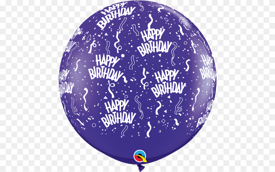 Happy Birthday Print Jewel Quartz Purple 3 Ft Balloons Sphere, Balloon, Astronomy, Outer Space, Planet Free Png