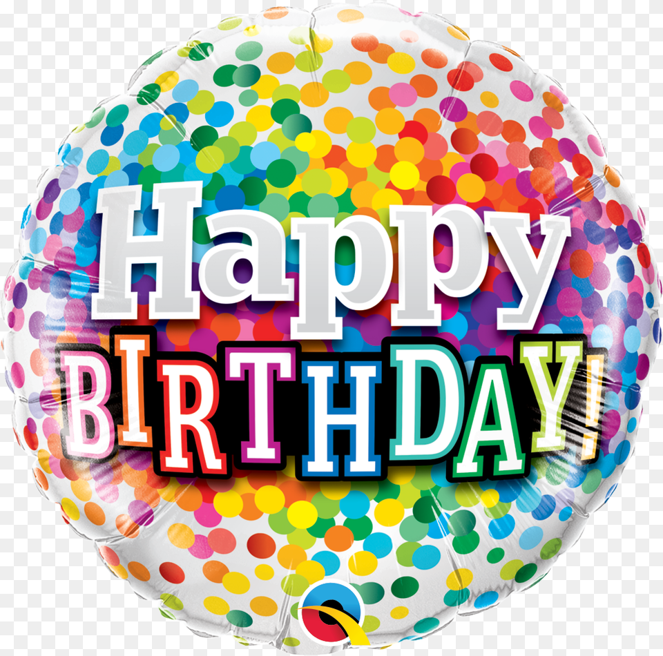 Happy Birthday Rainbow Confetti Foil Balloon Happy Birthday Rainbow, Birthday Cake, Cake, Cream, Dessert Png