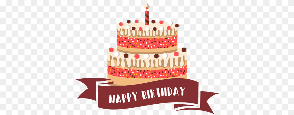 Happy Birthday Ribbon Cake Candle Fire Black Ribbon, Birthday Cake, Cream, Dessert, Food Free Png Download