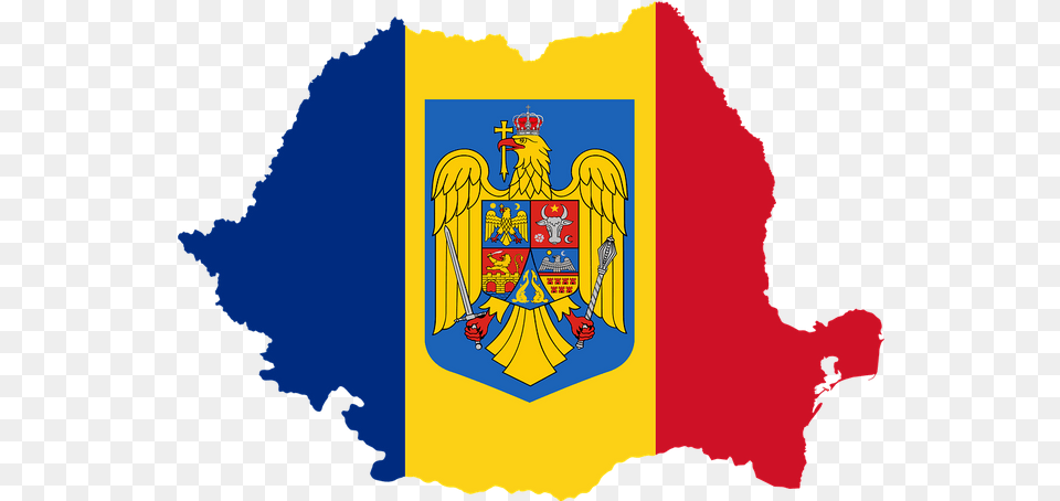 Happy Birthday Romania U2014 Steemit Romania Map Flag, Emblem, Symbol, Logo, Adult Free Transparent Png
