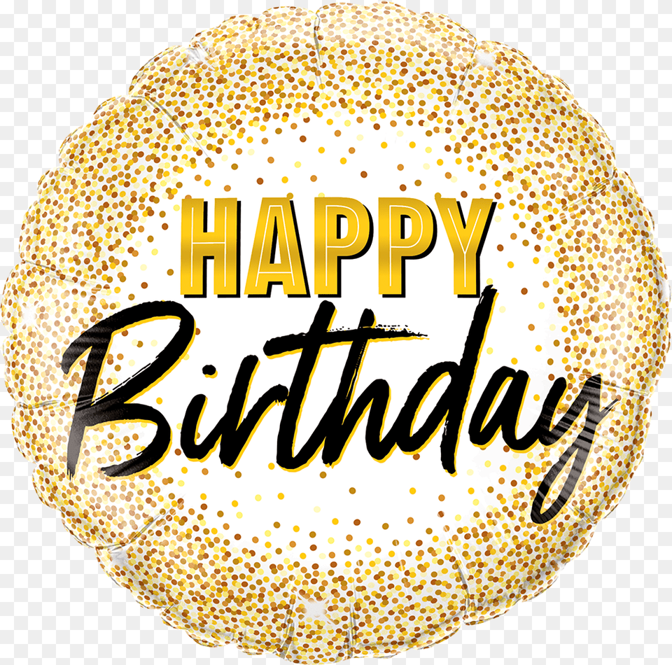 Happy Birthday Round Logo, Gold, Confetti, Paper Free Png