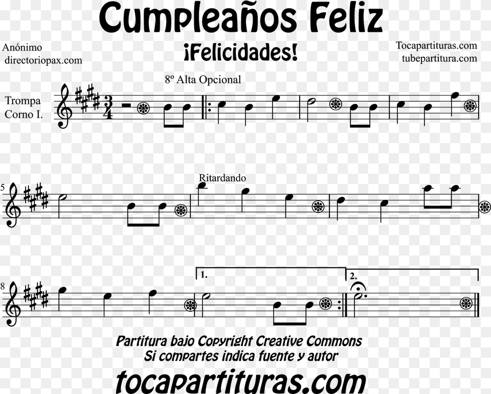 Happy Birthday Sheet Music For Horn English Horn And Too Short To Drink Cheap, Gray Free Transparent Png