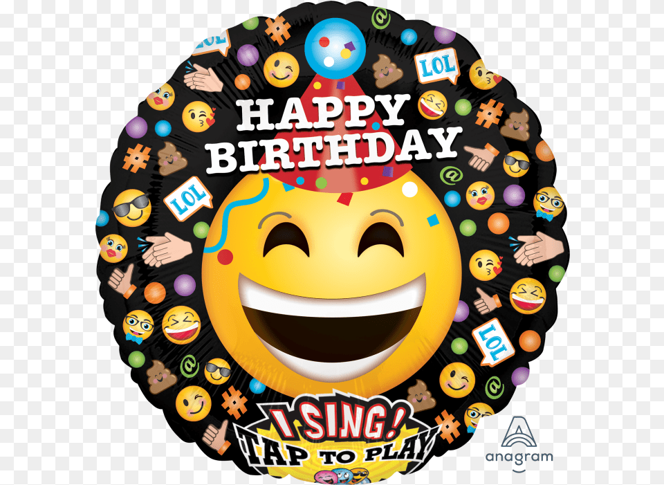 Happy Birthday Smiley Balloon, Birthday Cake, Cake, Cream, Dessert Png Image