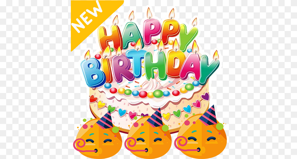 Happy Birthday Stickers Clip Art Happy Birthday Cake Background, Birthday Cake, Cream, Dessert, Food Png Image