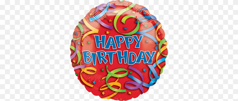 Happy Birthday Streamers Red Birthday Balloon Transparent, Birthday Cake, Cake, Cream, Dessert Png Image