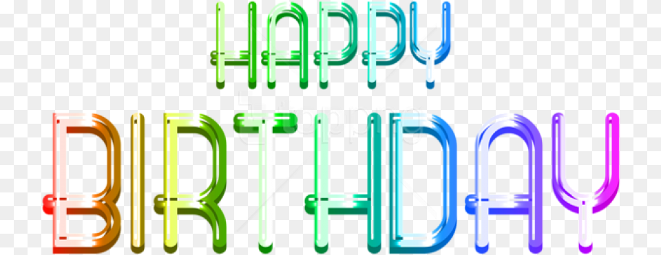 Happy Birthday Text Art, Light, Neon, Bulldozer, Machine Png Image