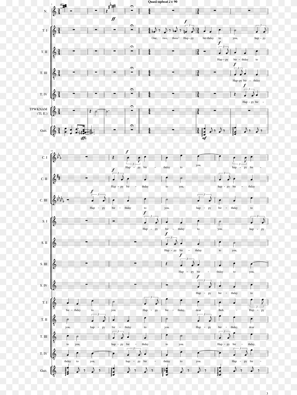 Happy Birthday To You Sheet Music Composed By Original Monochrome, Gray Free Transparent Png