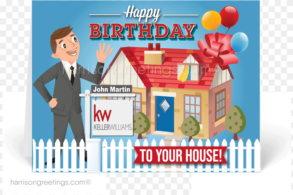 Happy Birthday To Your House Real Estate Card Birthday, Fence, Picket, Person, Adult Free Png