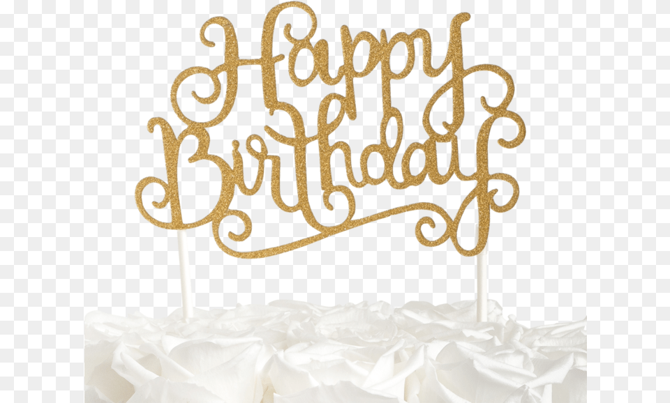 Happy Birthday Topper Gold Glitter Happy Birthday, Birthday Cake, Cake, Cream, Dessert Free Transparent Png