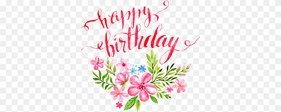 Happy Birthday Water Color Happy Birthday Flower Topper, Pattern, Art, Embroidery, Graphics Png Image