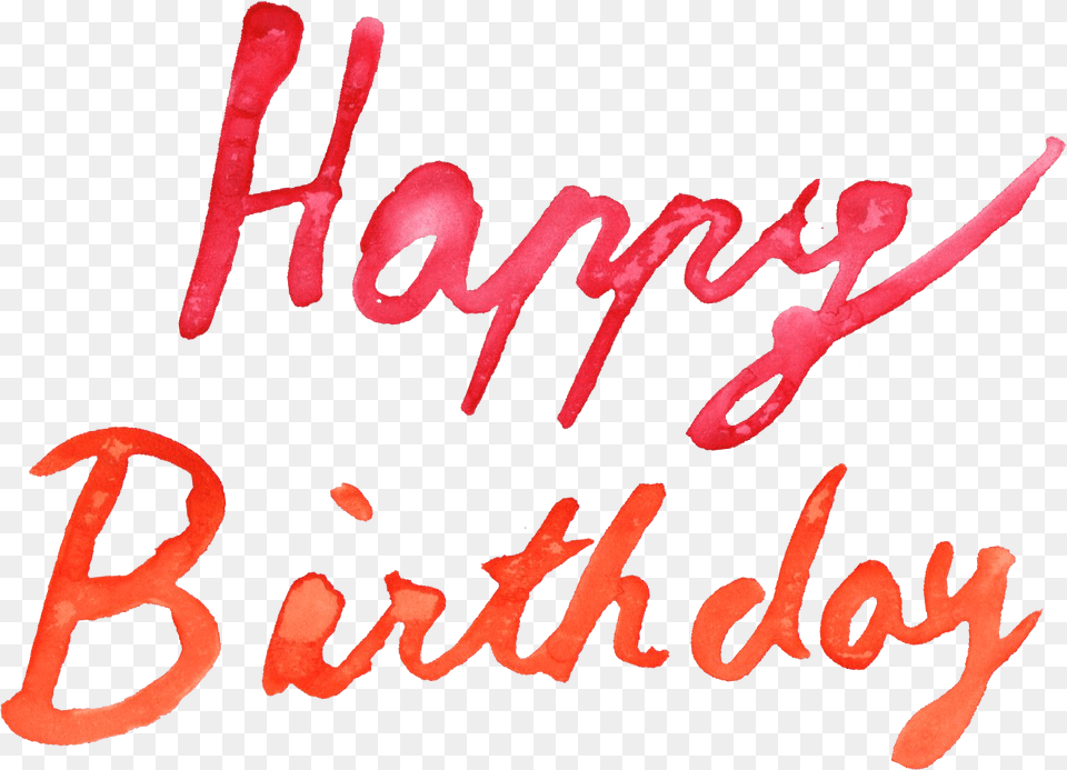 Happy Birthday Watercolor Happy Birthday Watercolour Red, Text, Handwriting Free Png Download