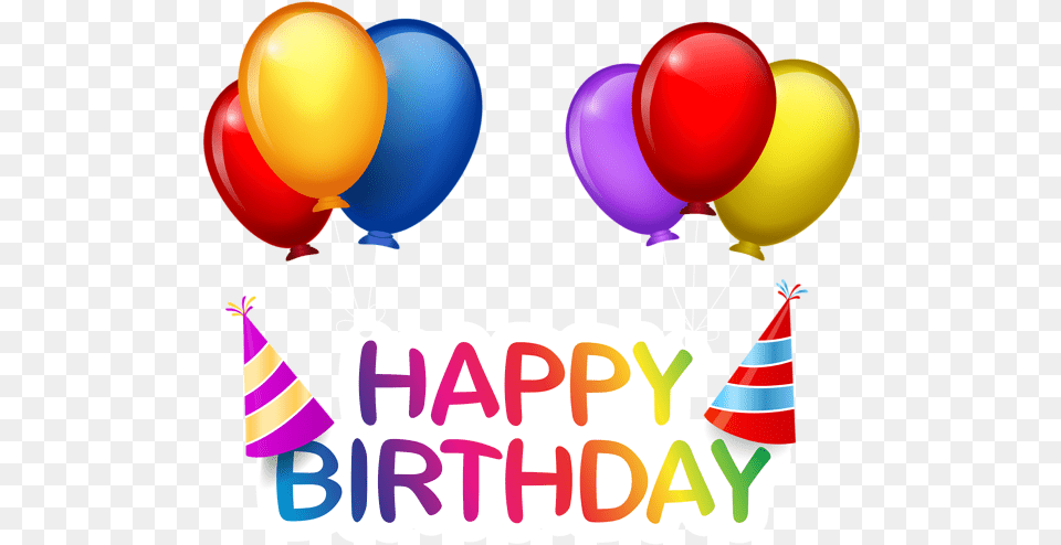 Happy Birthday With Balloons Clip Happy Birthday Balloons, Balloon, Clothing, Hat, People Png Image