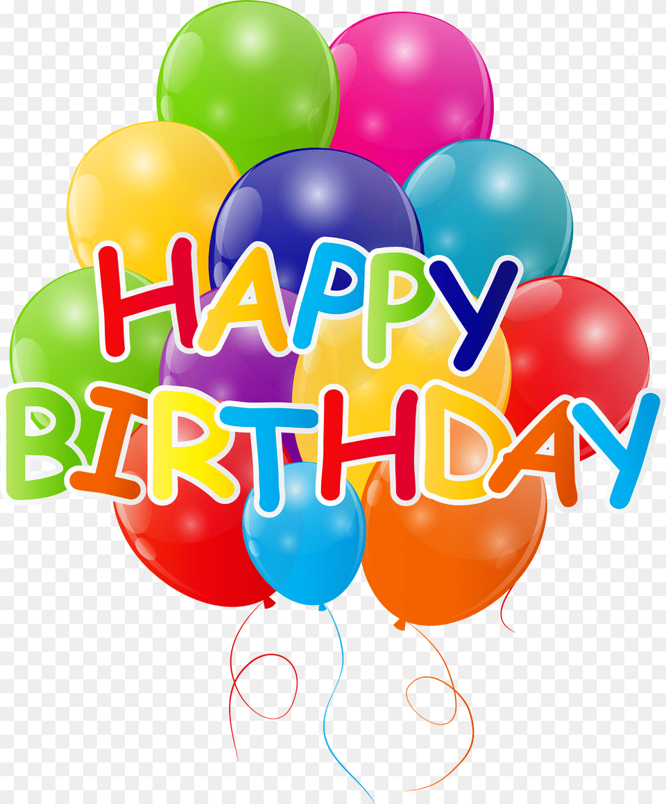 Happy Birthday With Bunch Of Balloons Png Image