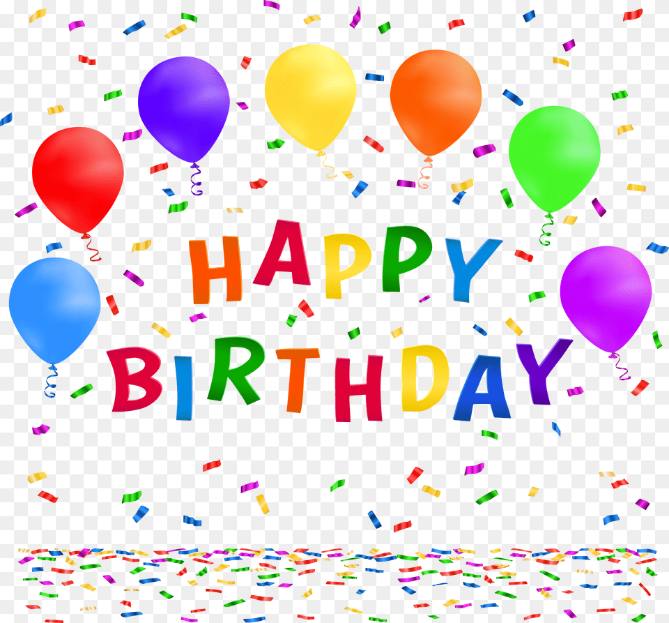 Happy Birthday With Confetti Clip Art Free Png