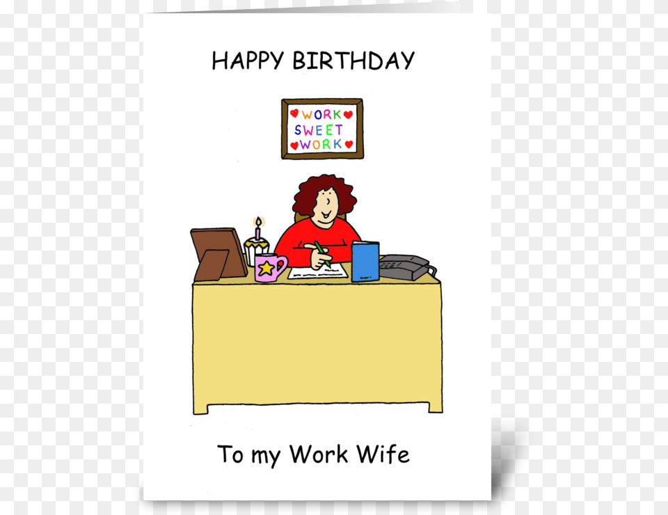 Happy Birthday Work Wife Cartoon Lady Happy Birthday To My Work Wife, Table, Furniture, Person, Baby Free Png Download
