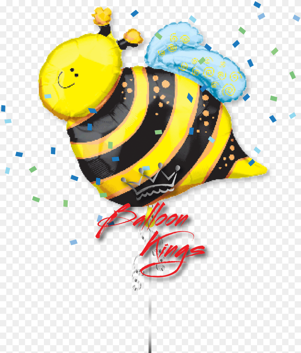 Happy Bumble Bee Decoration Bee Birthday Party, Balloon, Baby, Person, Toy Png
