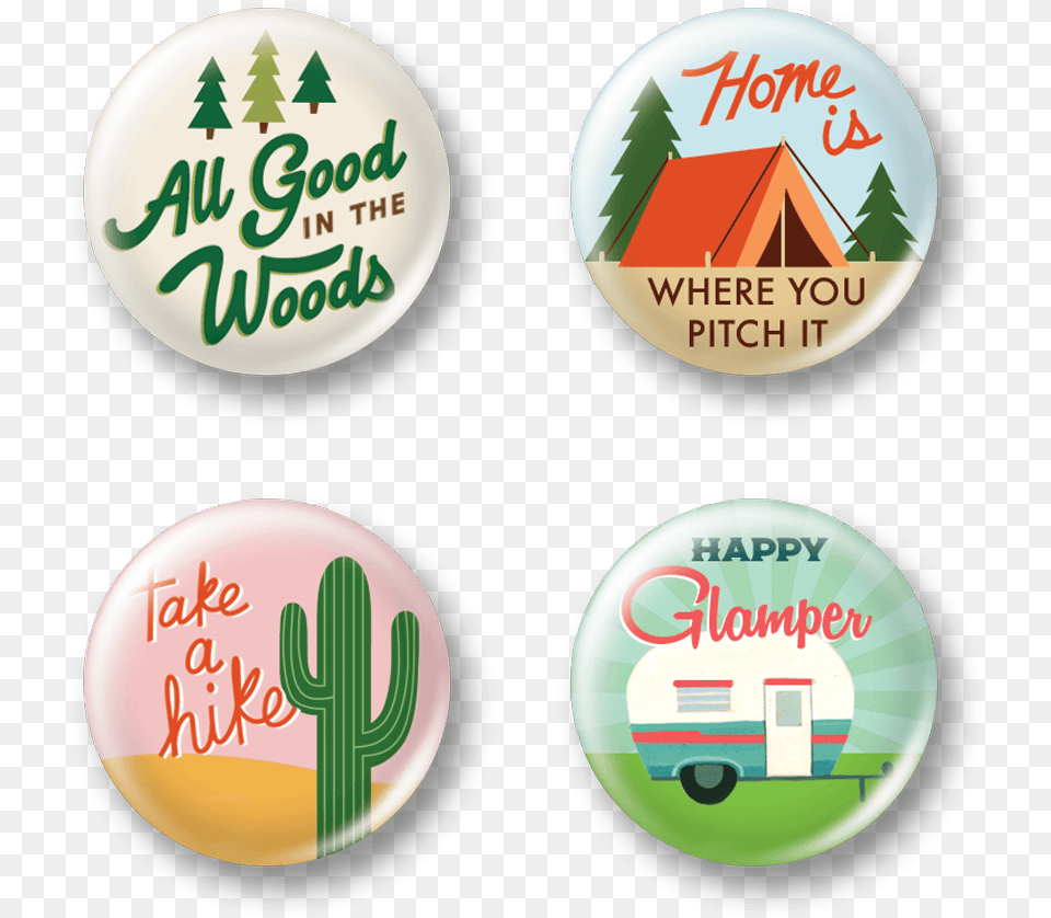 Happy Camper Button Pins Label, Badge, Logo, Symbol Free Png Download