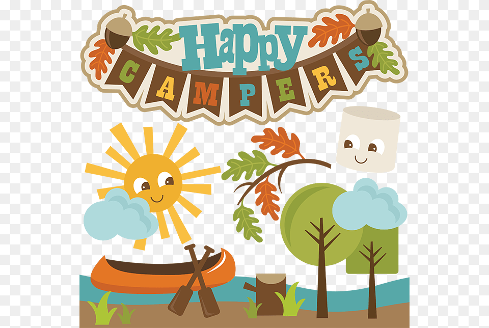 Happy Camper Cute Camp Clip Art, Graphics, Painting, Advertisement, Face Png Image