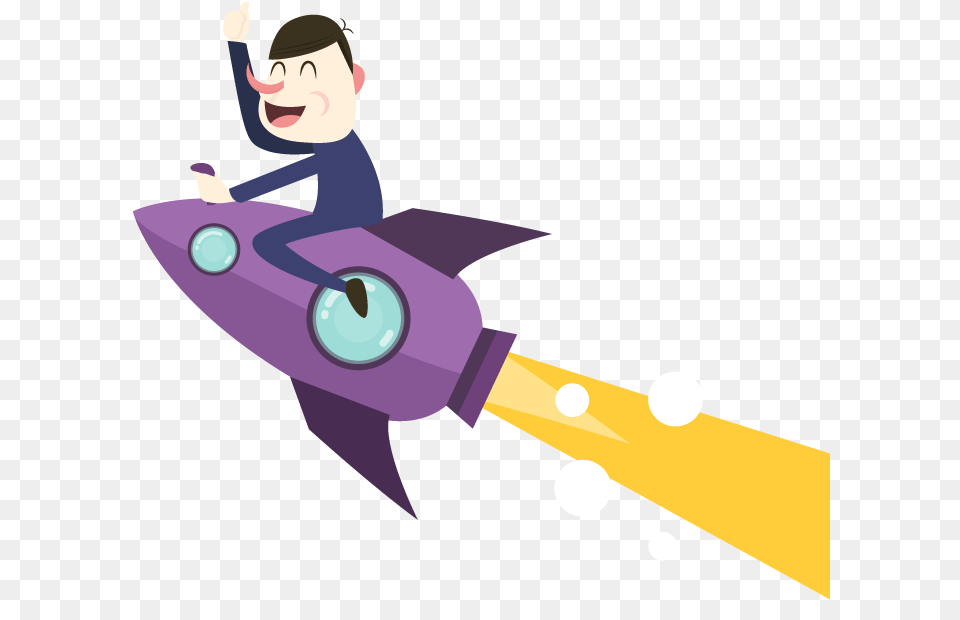 Happy Cartoon Businessman Flying On A Rocket, Weapon, Rifle, Firearm, Gun Free Png Download