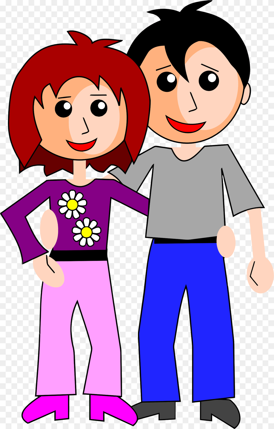 Happy Cartoon Couple Icons, Publication, Book, Comics, Clothing Free Transparent Png