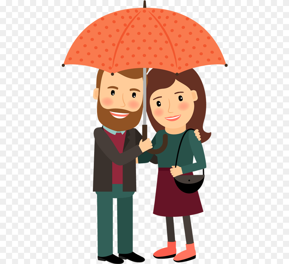 Happy Cartoon Couple Under Umbrella In Love Hugging Couple Couple Cartoon Love, Canopy, Photography, Baby, Face Png