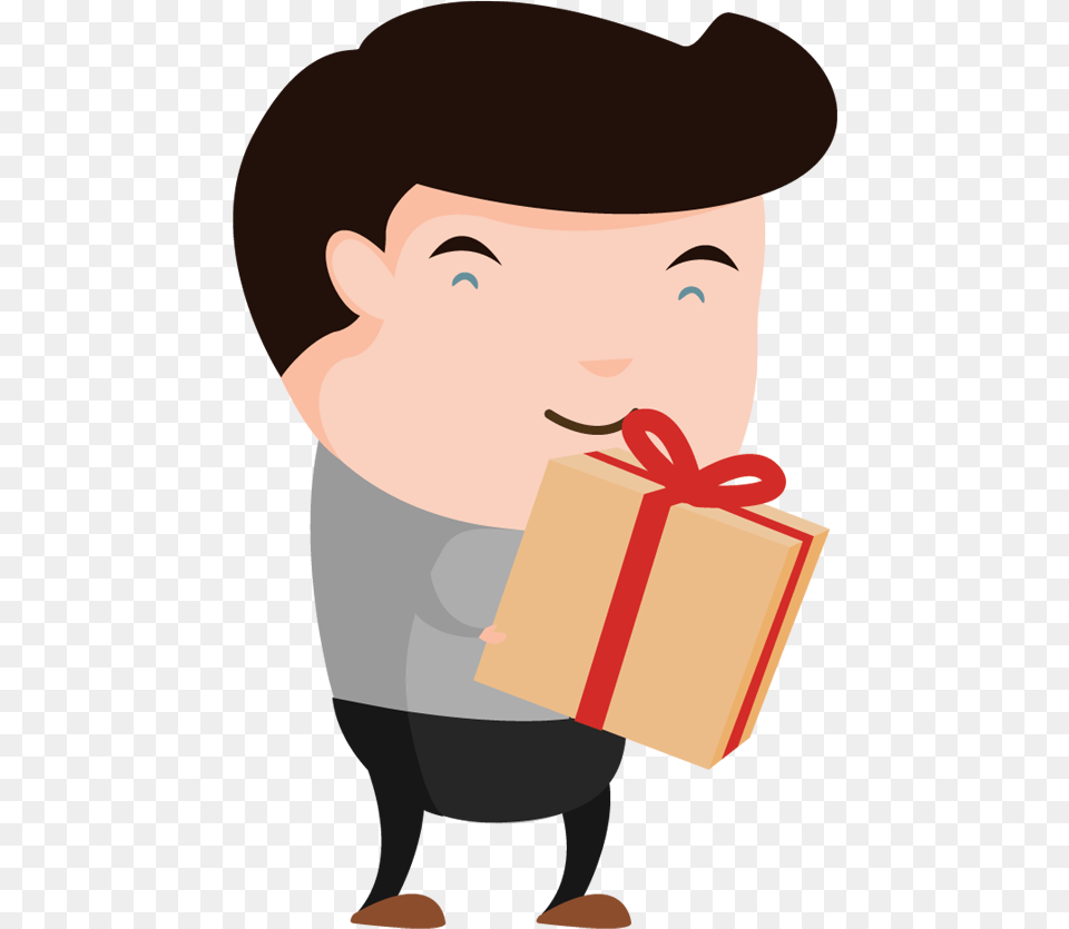 Happy Cartoon Man Holding Gift Box Portable Network Graphics, Baby, Person, Face, Head Free Png