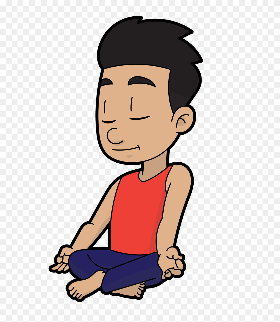 Happy Cartoon Man In Meditation, Baby, Person, Face, Head Png