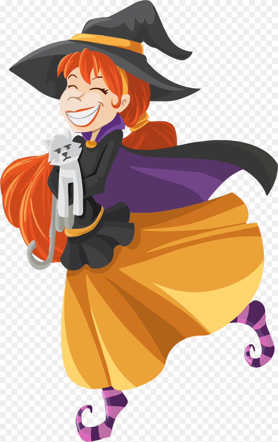 Happy Cartoon Witch Isolated Clip Arts Clipart Cartoon Witch, People, Person, Baby, Book Free Png
