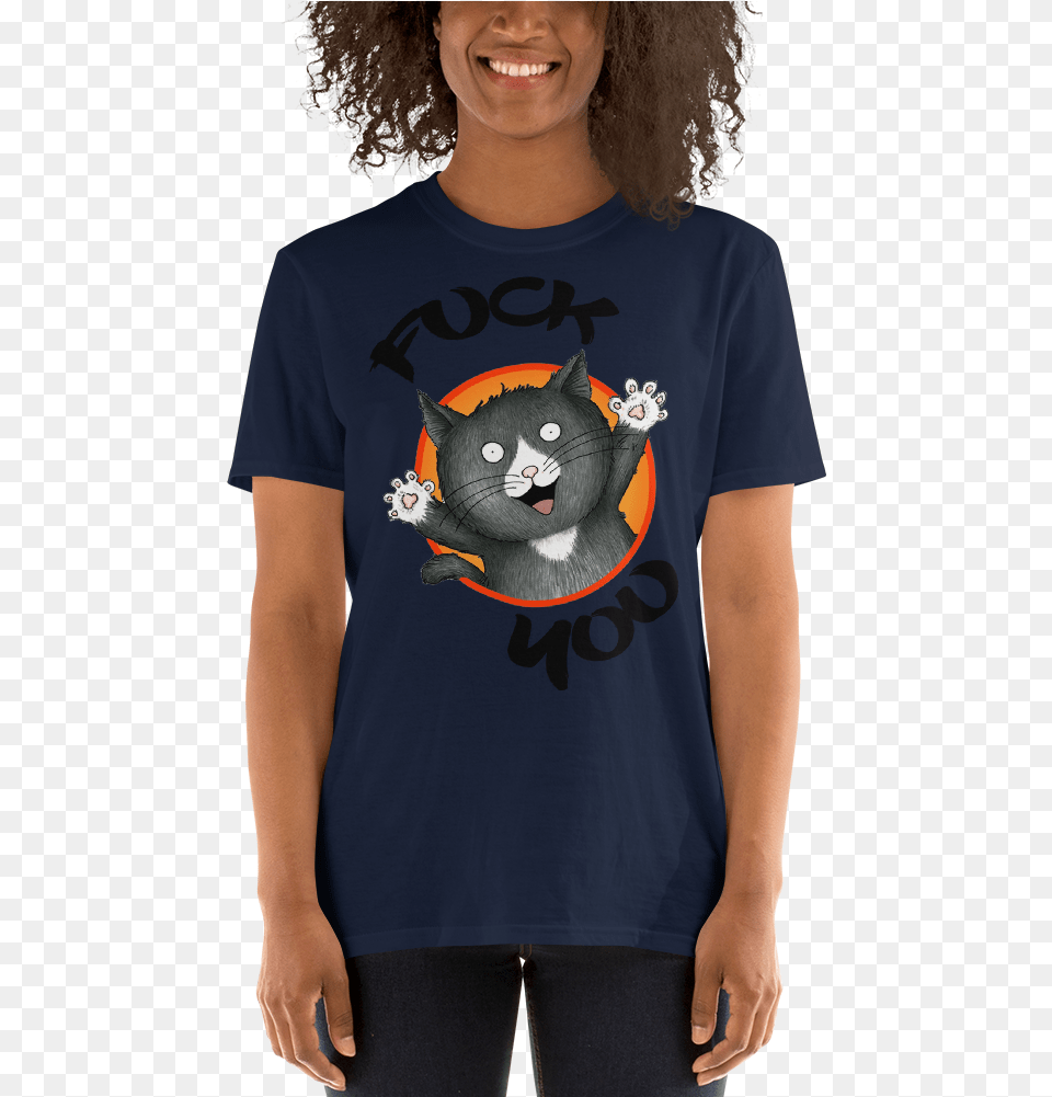 Happy Cat Fuck You Unisex T Shirt, T-shirt, Clothing, Person, Face Free Transparent Png