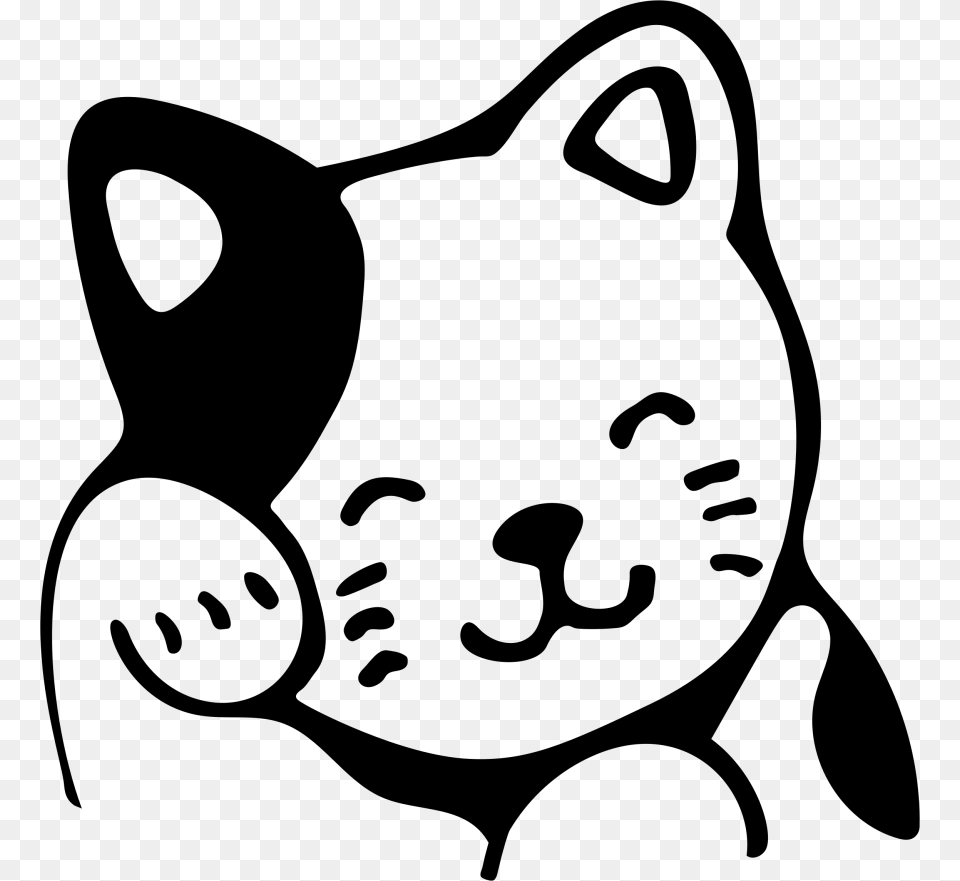 Happy Cat Grooming Itself Vector Cat Clipart, Gray Free Png Download