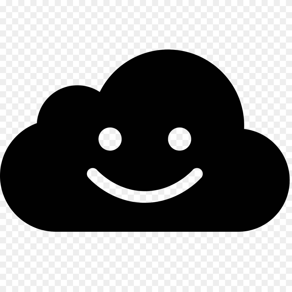 Happy Cloud Filled Icon, Gray Free Png