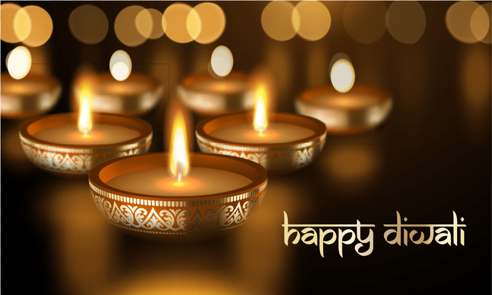 Happy Diwali Gold, Candle, Festival Free Png Download