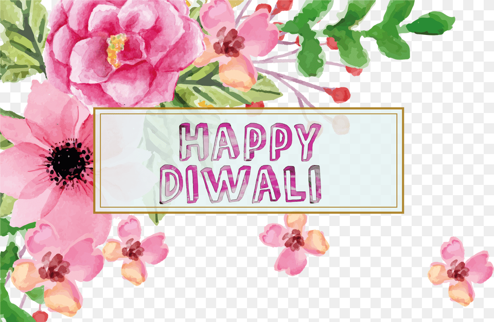 Happy Diwali Transparent Images Vector Flower Border Frame Design, Petal, Plant, Anther, Art Png