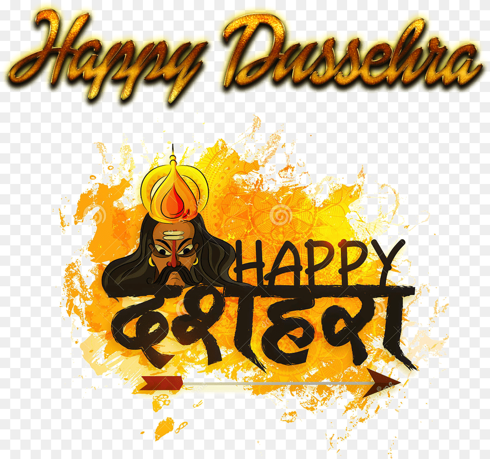 Happy Dussehra Text Vijayadashami, Advertisement, Poster, Person, Face Png Image