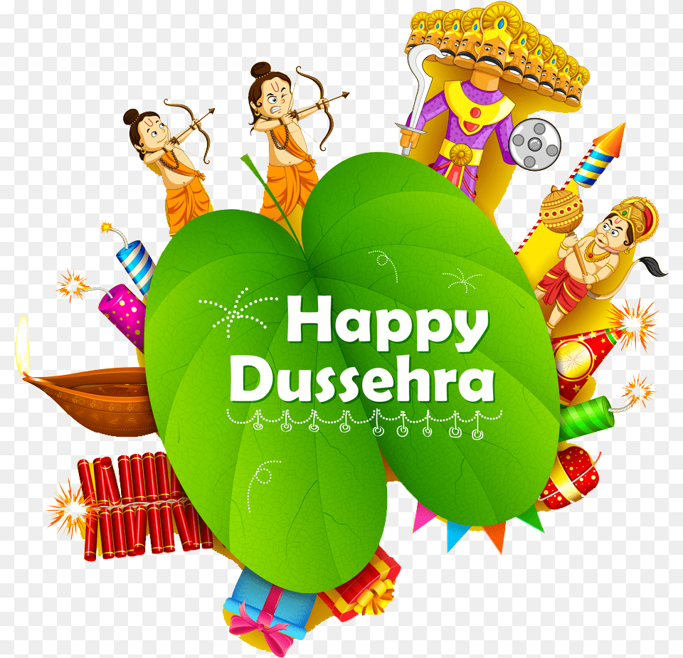 Happy Dussehra With Leaves, Advertisement, Poster, Adult, Female Png Image