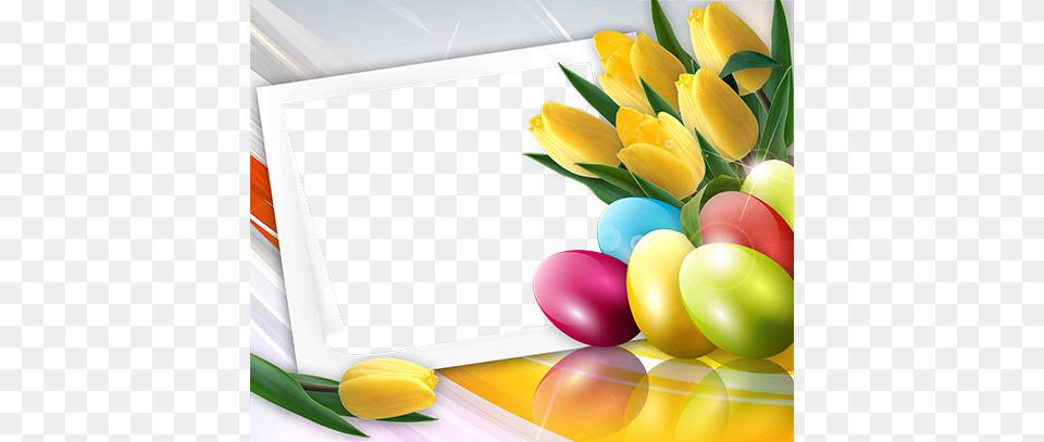 Happy Easter With Spring Tulips Frames Happy Easter, Flower, Plant, Flower Arrangement, Envelope Png Image